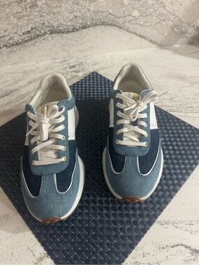 Cole Haan Blue, White and Brown Casual Low-Top Sneakers